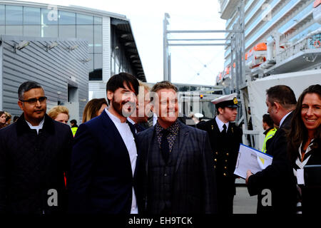 Southampton, Großbritannien. 10. März 2015. James Martin, Marco Pierre White Olly Smith und anderen Prominenten Köchen bei der Benennung von P&O Cruises neue Flaggschiff BR Stockfoto