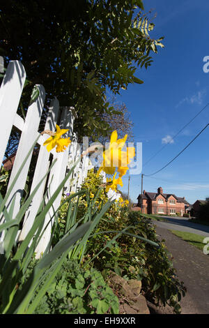 Dorf Barton, England. malerische Frühling Blick auf Barton Road. Stockfoto