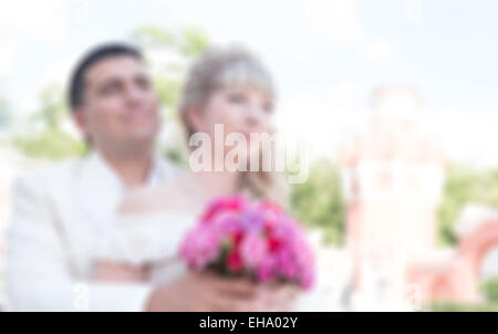 Hintergrund mit Braut und Bräutigam Hochzeit Weichzeichnen Stockfoto