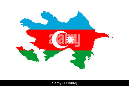 Aserbaidschan-Landesflagge Karte Form Nationalsymbol Stockfoto