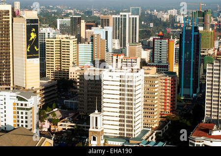 Luftaufnahme von Nairobi CBD Gebäude nach Westen, Kenia Stockfoto