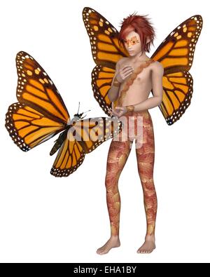 Monarch Butterfly Fairy Boy Stockfoto