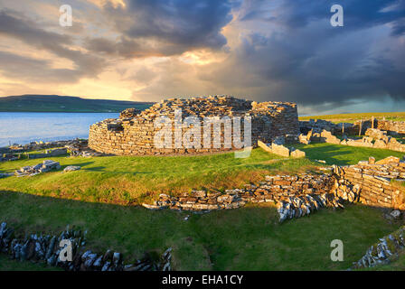 Der Broch von Gurness Dorf aus den 500-200BC, Mainland Orkney, Schottland. Stockfoto