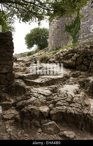 Château de Peyrepertuse, Stein-Boden, Stockfoto