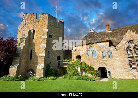 Halten Sie, Halle und Garten Stokesay Castle, Shropshire, England Stockfoto