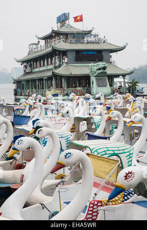 Geformten Vogel Tretboot Schwan, Boote, am Westsee, Hanoi, Vietnam, Hanoi, Ho Tay hausieren. Stockfoto