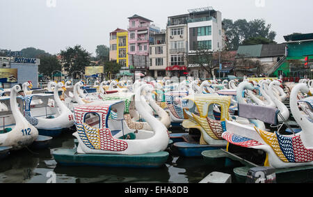 Geformten Vogel Tretboot Schwan, Boote, am Westsee, Hanoi, Vietnam, Hanoi, Ho Tay hausieren. Stockfoto