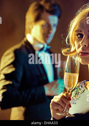Schönes Bild von ein paar der Champagner trinken Stockfoto