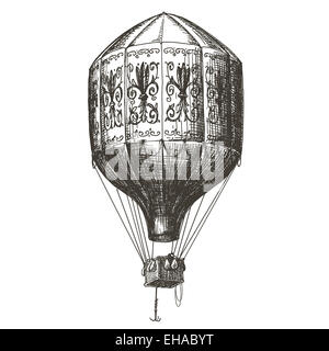 Heißluft-Ballon Vektor-Logo Design-Vorlage. Retro-Aerostat oder Transport-Symbol. Stockfoto