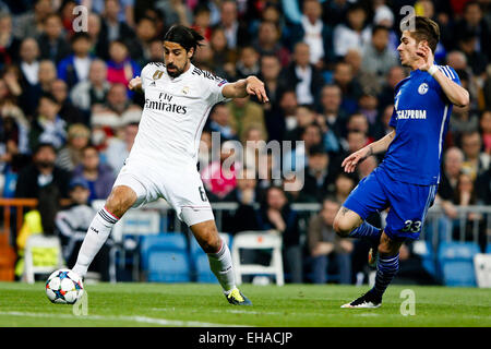 Madrid, Spanien. 10. März 2015. UEFA Champions League Fußball. Real Madrid vs. FC Schalke. Sami Khedira Mittelfeldspieler von Real Madrid. Bildnachweis: Action Plus Sport Bilder/Alamy Live News Stockfoto