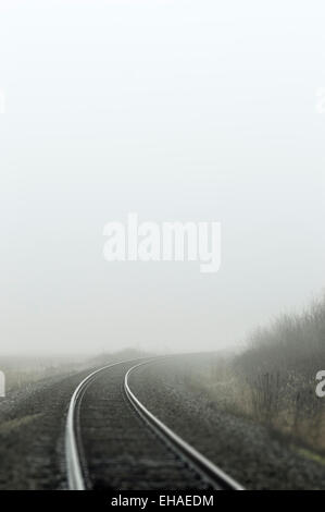 BNSF Railway tracks in Nebel, Mud Bay, Surrey, BC, Kanada. Stockfoto