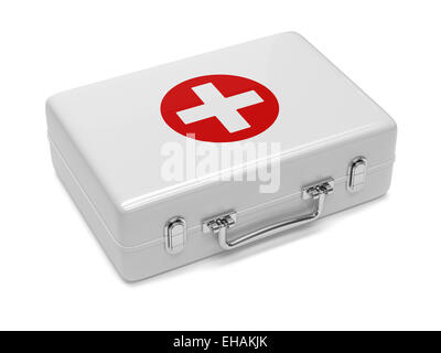 3D Render des erste-Hilfe-Kit isoliert auf weißem Hintergrund Stockfoto