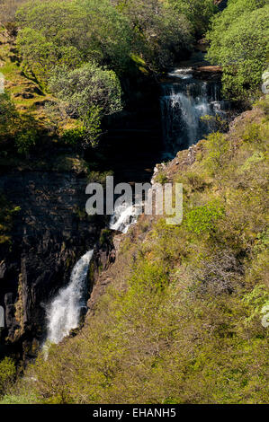 Der Lealt Fluss durch eine Schlucht am ein Lethallt auf der Isle Of Skye, Inverness-Shire taumeln. Mai Stockfoto