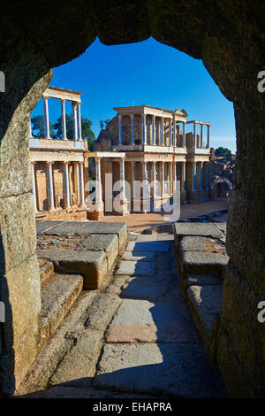 Römische Theater der römischen Kolonie Emerita Augusta, Mérida, Extremadura, Spanien Stockfoto