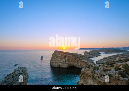 Mittelmeer Europa, Malta, Comino Insel, Sonnenuntergang Stockfoto