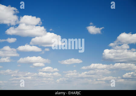 Cumulus-Wolken schweben auf den dunkelblauen Himmel Stockfoto