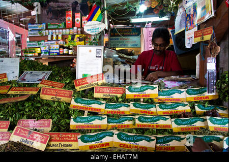 Pflanzliche Arzneimittel Shop, Central Market, Port Louis, Mauritius Stockfoto