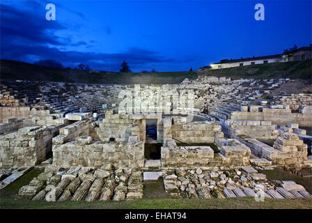 Das alte Theater (erste antike Theater) von Larissa Stadt, Thessalien, Griechenland, Europa. Stockfoto