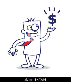 Geschäftsmann und Dollarzeichen Stockfoto