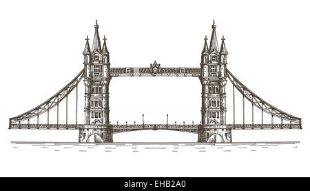 England-Vektor-Logo-Design-Vorlage. London oder Bridge-Symbol. Stockfoto