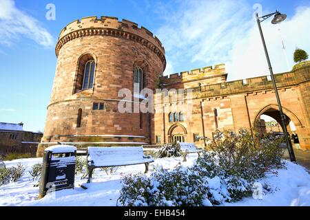 Carlisle Zitadelle im Schnee. Carlisle, Cumbria, England, UK. Stockfoto