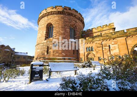 Carlisle Zitadelle im Schnee. Carlisle, Cumbria, England, UK. Stockfoto