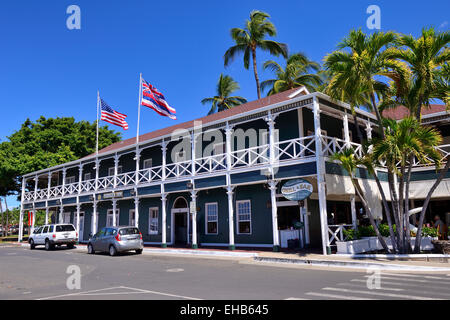 Pioneer Inn am Wharf Street, Lahaina, Maui, Hawaii, USA Stockfoto