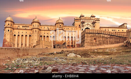 Blick auf Amber Fort in Jaipur, Indien Stockfoto