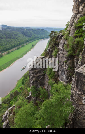 Elbe River von der Bastei gesehen Stockfoto