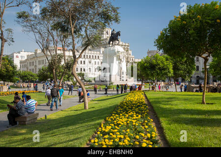 Plaza San Martin, Statue, Jose de San Martin, Lima, Peru Stockfoto