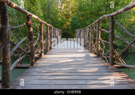 Holzbrücke im Curia Park in Portugal Stockfoto