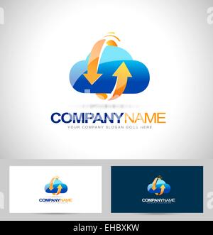 Cloud-Storage-Vektor-Logo. Abstrakte Wolke Vektor-Logo mit Pfeilen Stockfoto