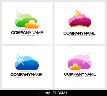 Cloud-Logo-Design. Vektor-Cloud computing Logo. Cloud Storage Business-Symbol. Stockfoto