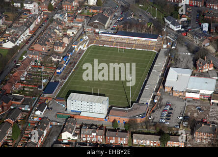 Luftaufnahme von Wakefield Trinity Wildcats Rugby-League-Stadion in Belle Vue, Wakefield, UK Stockfoto