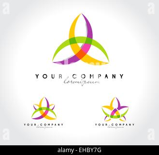 Abstrakte Blumen-Logo. Kreative Vektor Lotus Blume Icon-Design mit bunten Blütenblättern. Stockfoto