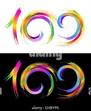 Hundert Illustration. Hundert Grafikelemente Design Stockfoto