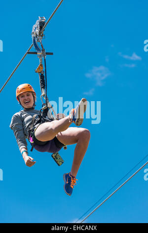 Tenmile Flyer Zipline, Breckenridg Skigebiet Breckenridge, Colorado. Stockfoto