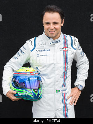 Albert Park, Melbourne, Australien. 12. März 2015. Felipe Massa (BRA) #19 vom Williams Martini Racing Team stellen bei der Fahrer Fotosession auf der 2015 Australian Formula One Grand Prix im Albert Park in Melbourne, Australien. Sydney Low/Cal Sport Media/Alamy Live-Nachrichten Stockfoto