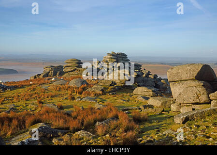 Felsen am Roughtor, Bodmin Moor, Cornwall, UK Stockfoto