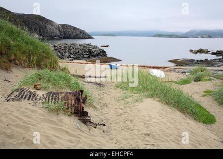 Boote bei Kirkenes in Nordnorwegen Stockfoto