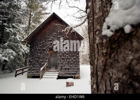 1-Zimmer-Schulhaus der Wiege für Forstwirtschaft - Pisgah National Forest - nahe Brevard, North Carolina, USA Stockfoto