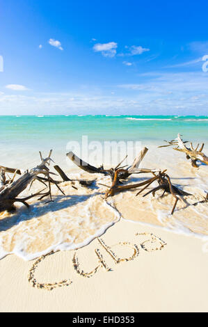 Vertikale Ansicht von einem kubanischen Strand. Stockfoto