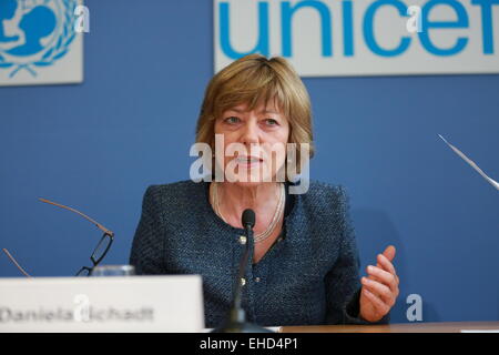 UNICEF-Pressekonferenz zum 4. Jahrestag der Syrien-Konflikt. Daniela Schadt, Schirmherrin von UNICEF Deutschland, Berlin © Simone Kuhlmey/Pacific Press/Alamy Live News Stockfoto