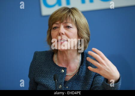 UNICEF-Pressekonferenz zum 4. Jahrestag der Syrien-Konflikt. Daniela Schadt, Schirmherrin von UNICEF Deutschland, Berlin © Simone Kuhlmey/Pacific Press/Alamy Live News Stockfoto