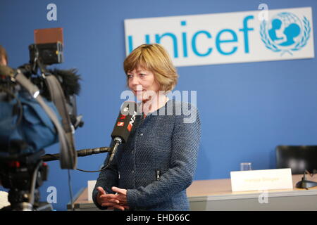 UNICEF-Pressekonferenz zum 4. Jahrestag der Syrien-Konflikt. Daniela Schadt, Schirmherrin von UNICEF Deutschland, Berlin © Simone Kuhlmey/Pacific Press/Alamy Live News Stockfoto