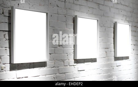 Drei Frames auf weiße Wand im museum Stockfoto