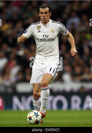 10.03.2015. Santiago-Bernabéu-Stadion, Madrid, Spanien. UEFA Champions League Fußball.  Real Madrids Gareth Bale während der UEFA-Champions-League-match zwischen Real Madrid und FC Schalke. Stockfoto