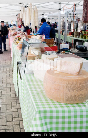 Käse an der Canterbury italienische Marktstand Stockfoto