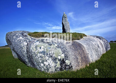 Menhir Men Marz, Brignogan, Bretagne, Frankreich Stockfoto