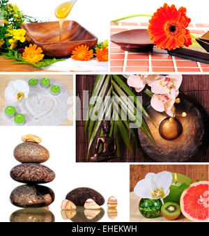 Wellness Spa Collage grün Stockfoto